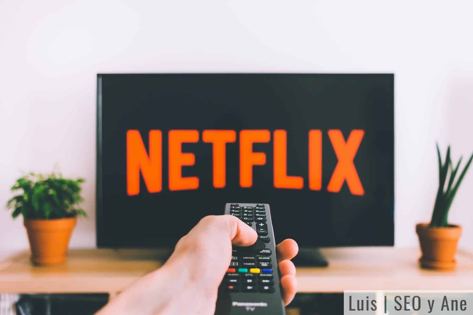 person holding remote pointing at TV netflix